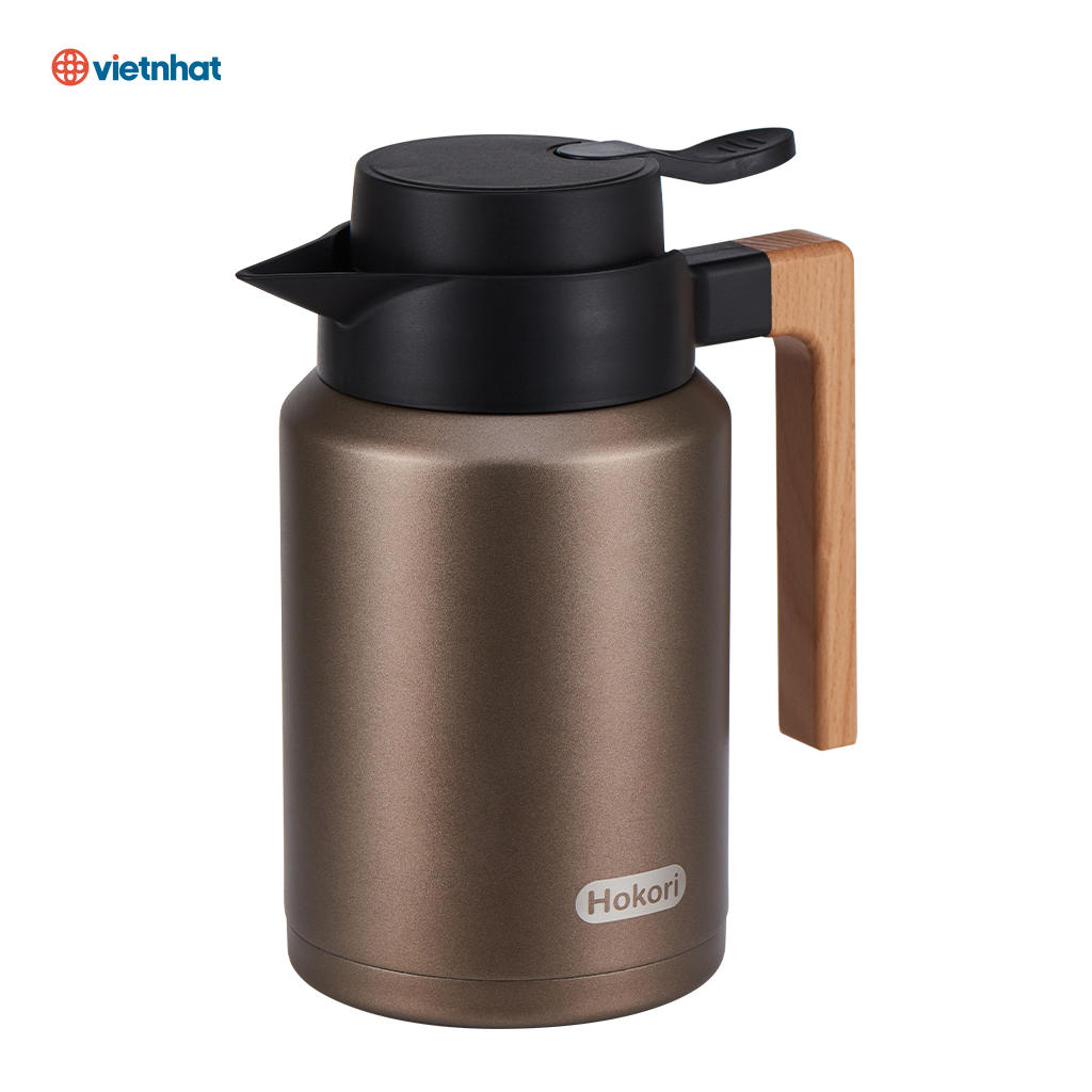 BÌNH GIỮ NHIỆT QUAI GỖ 1500ML HOKORI 0115