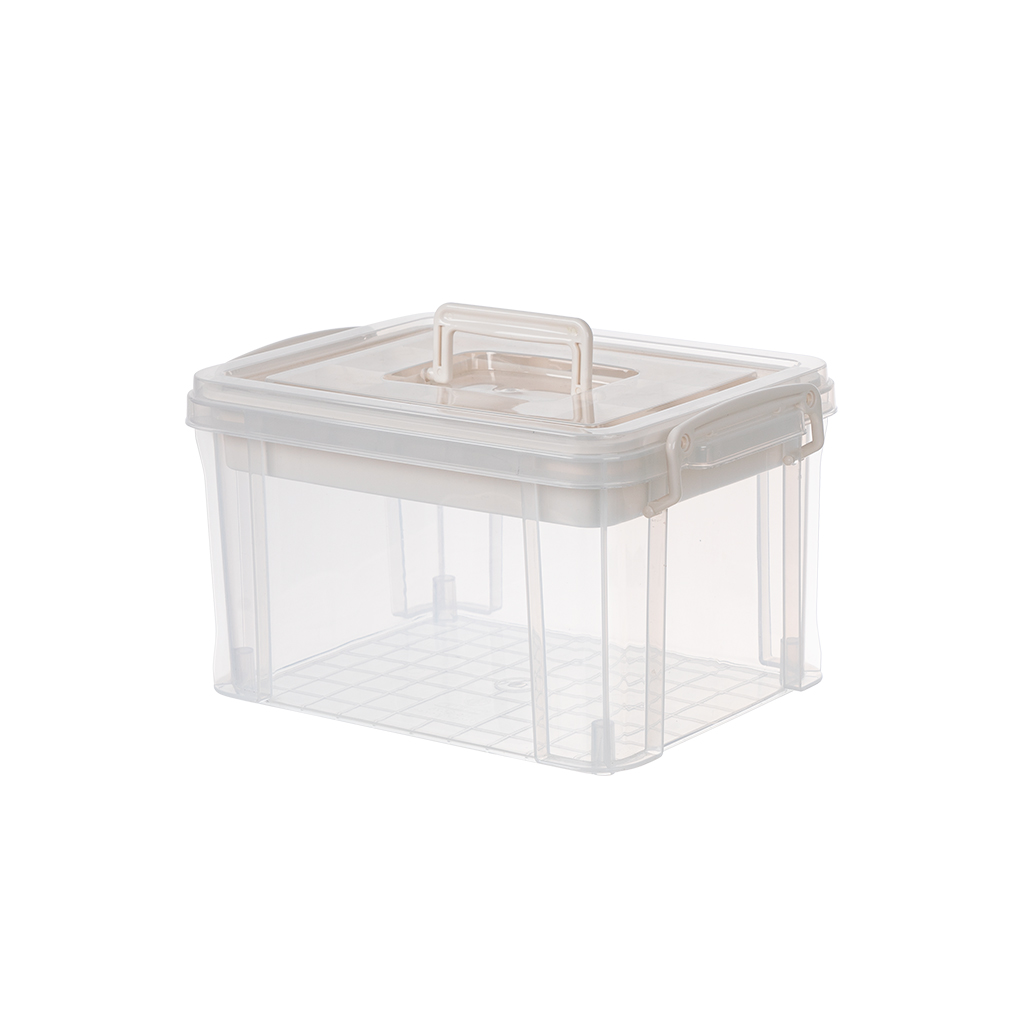 Hộp đựng đồ y tế gia đình 6576-1 nhựa trong suốt có quai sách có khóa 2 lớp tiện lợi  aladanh-net-vn