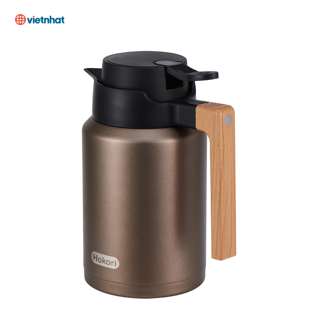 BÌNH GIỮ NHIỆT QUAI GỖ 1500ML HOKORI 0115