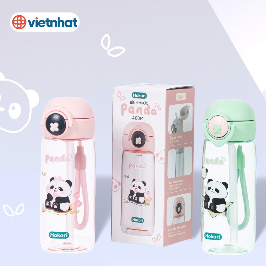 BÌNH NƯỚC TRẺ EM PANDA 480ML HOKORI 0080