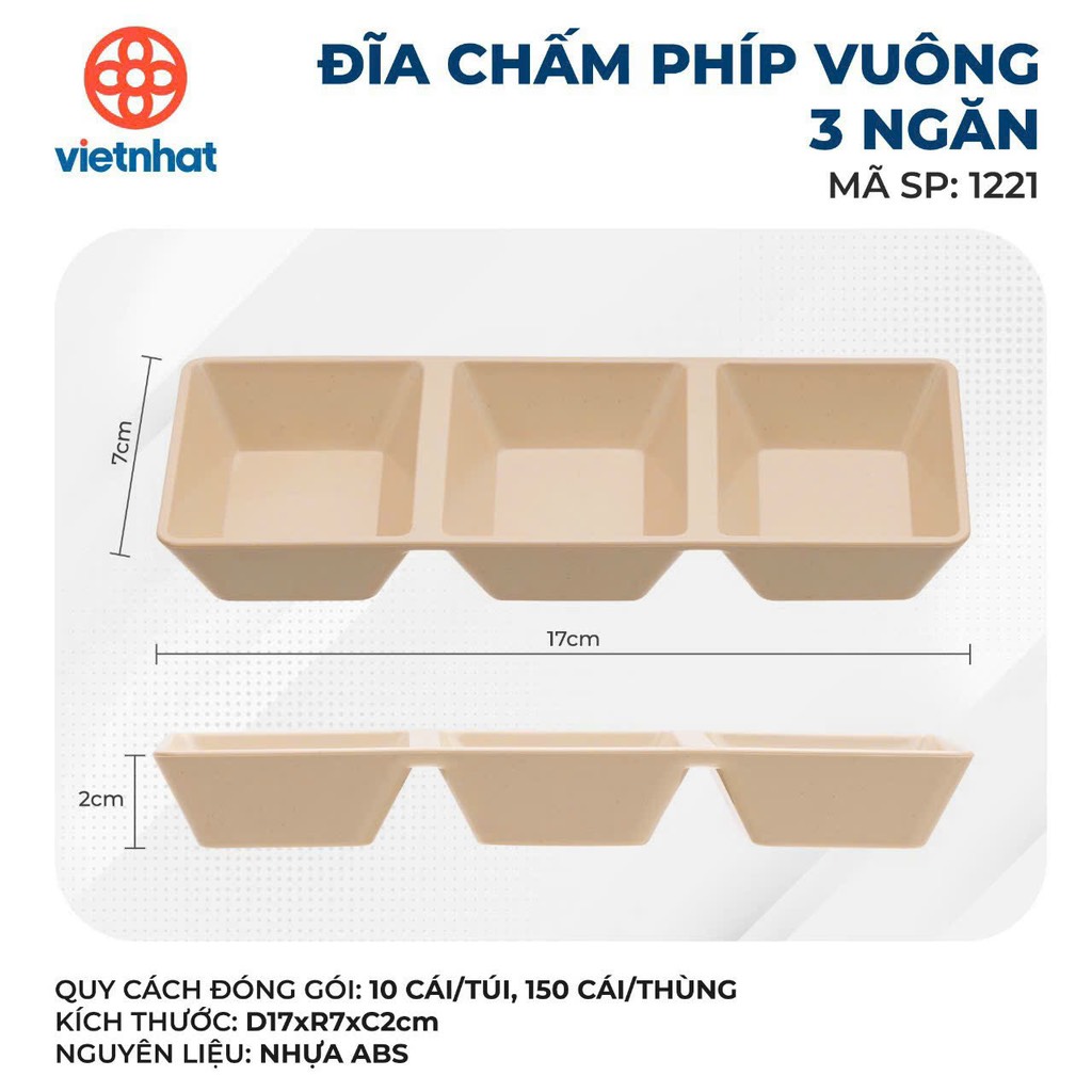 ĐĨA CHẤM PHÍP VUÔNG 3 NGĂN 1221