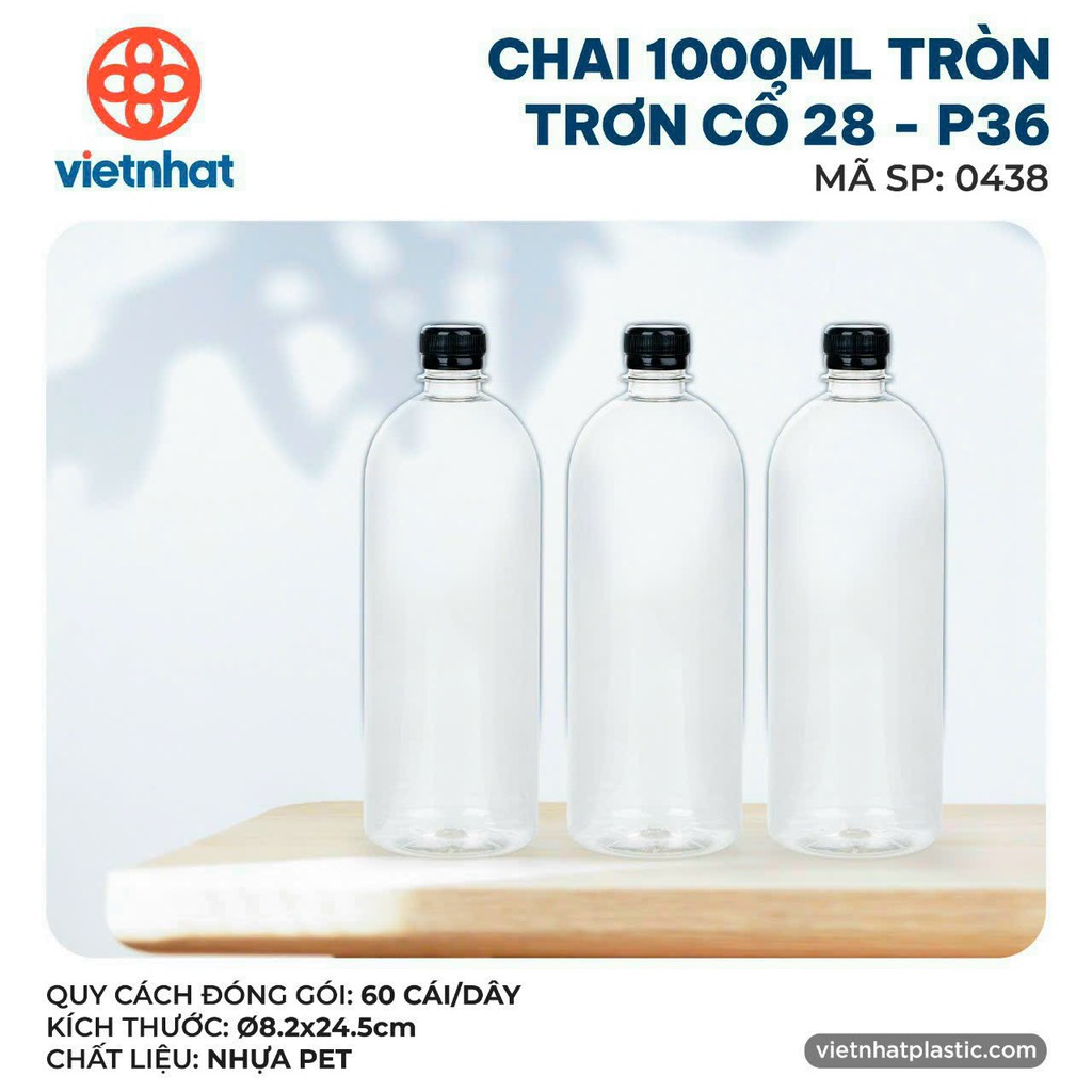 CHAI 1000ML TRÒN TRƠN CỔ 28 P36-0438