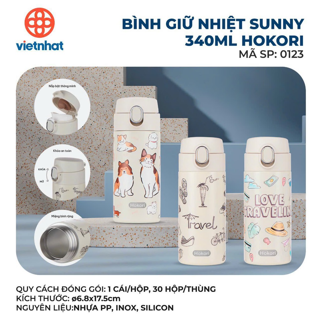 BÌNH GIỮ NHIỆT SUNNY 340ML HOKORI 0123