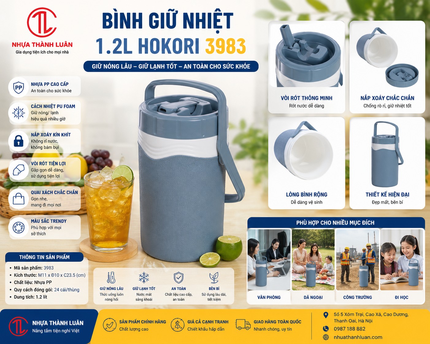BÌNH GIỮ NHIỆT 1.2 HOKORI 3983