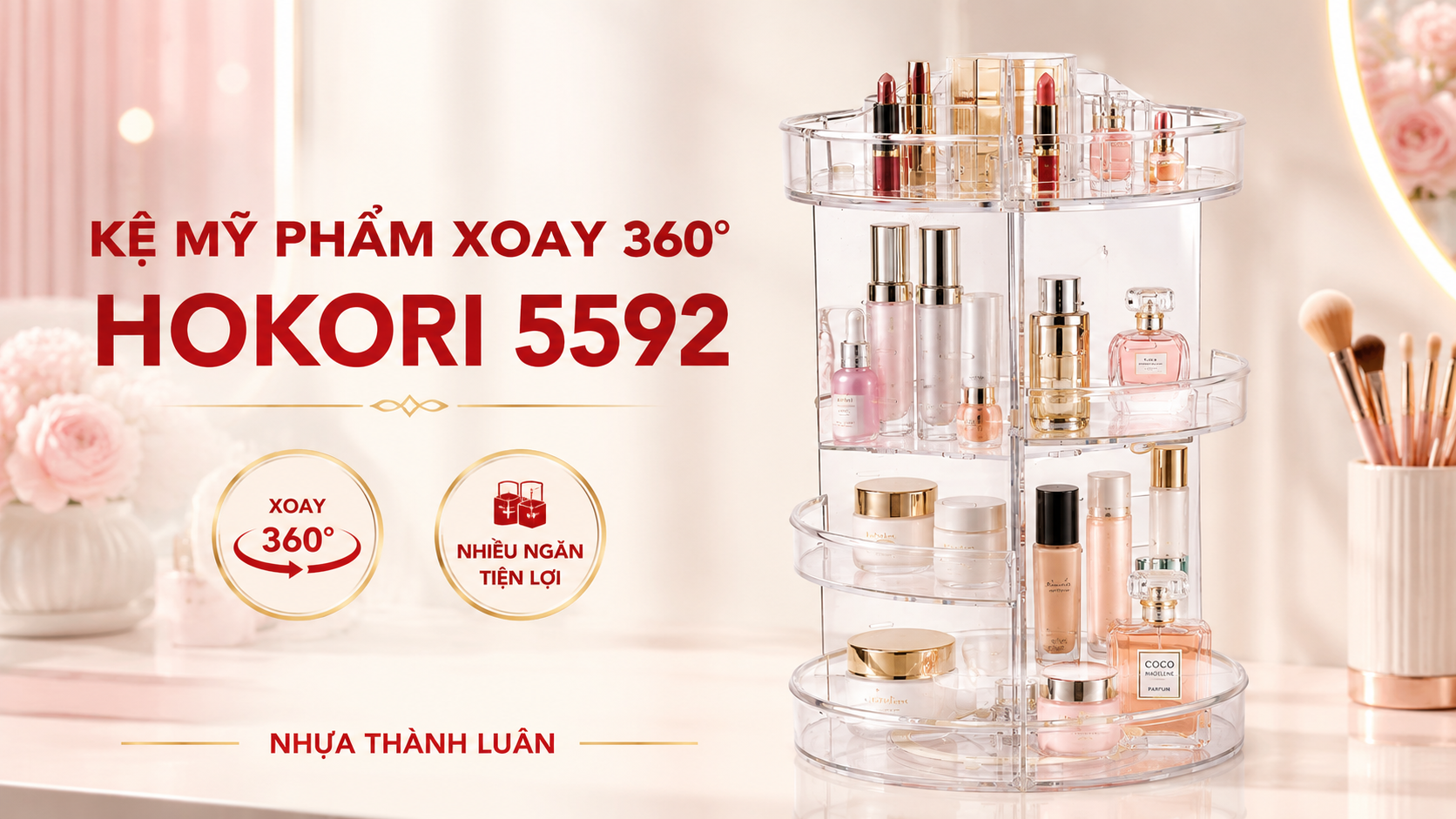KỆ MỸ PHẨM XOAY HOKORI 5592
