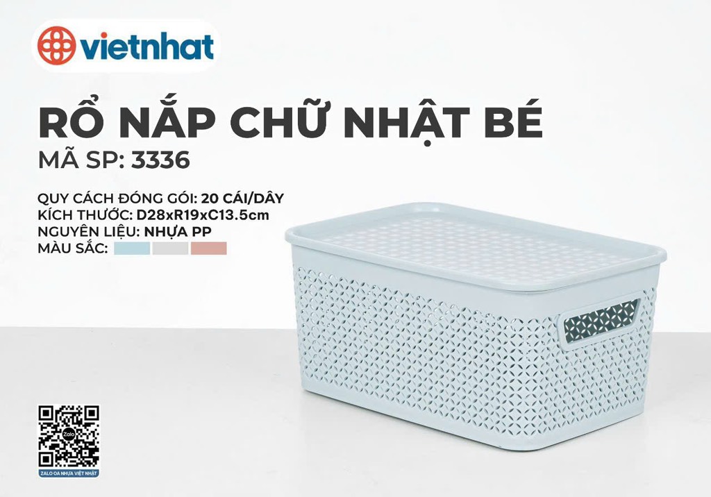 RỔ NẮP CHỮ NHẬT BÉ 3336
