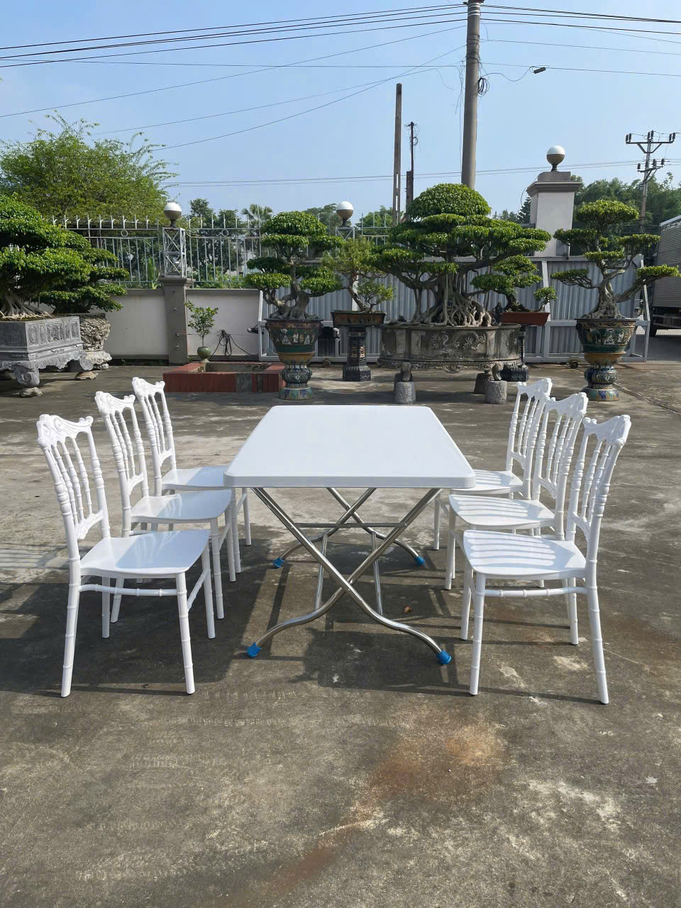 ghế đốt trúc bambo trắng ngọc trai dành cho nhà hàng quán ăn và sự kiện  aladanh-net-vn