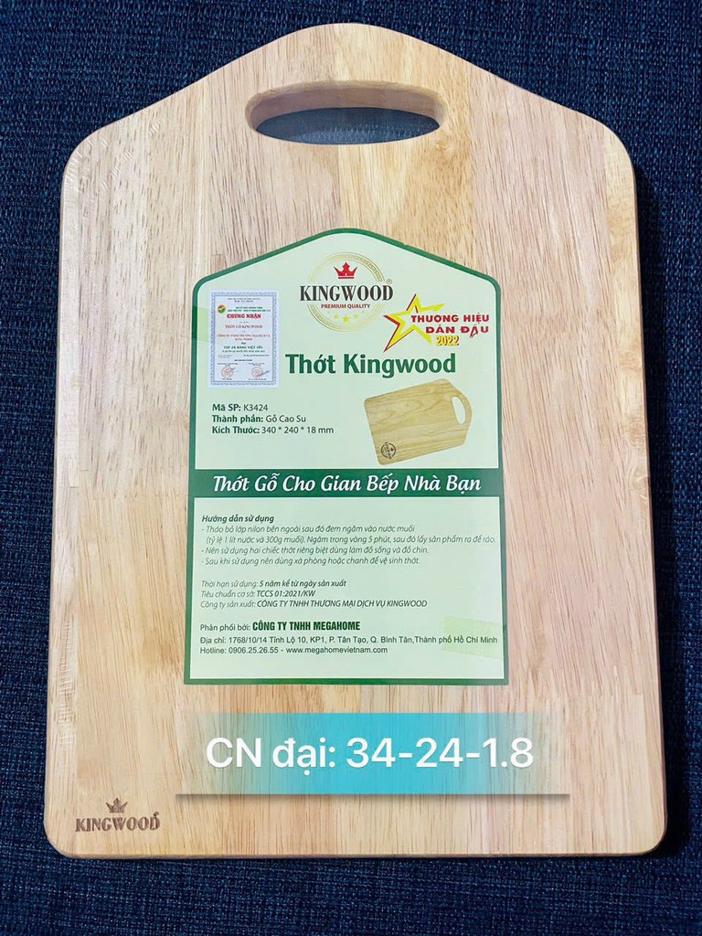 thớt gỗ cao su mega K3424