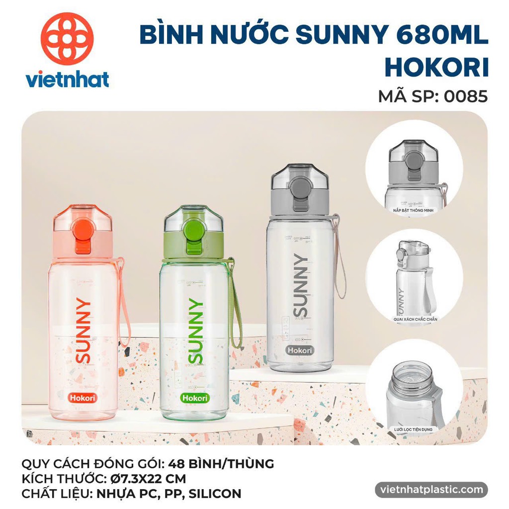 BÌNH NƯỚC SUNNY 680ML HOKORI 0085