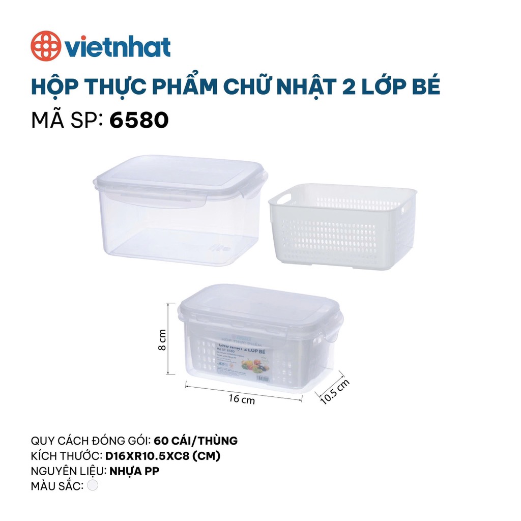 HỘP THỰC PHẨM CHỮ NHẬT 2 LỚP BÉ 6580