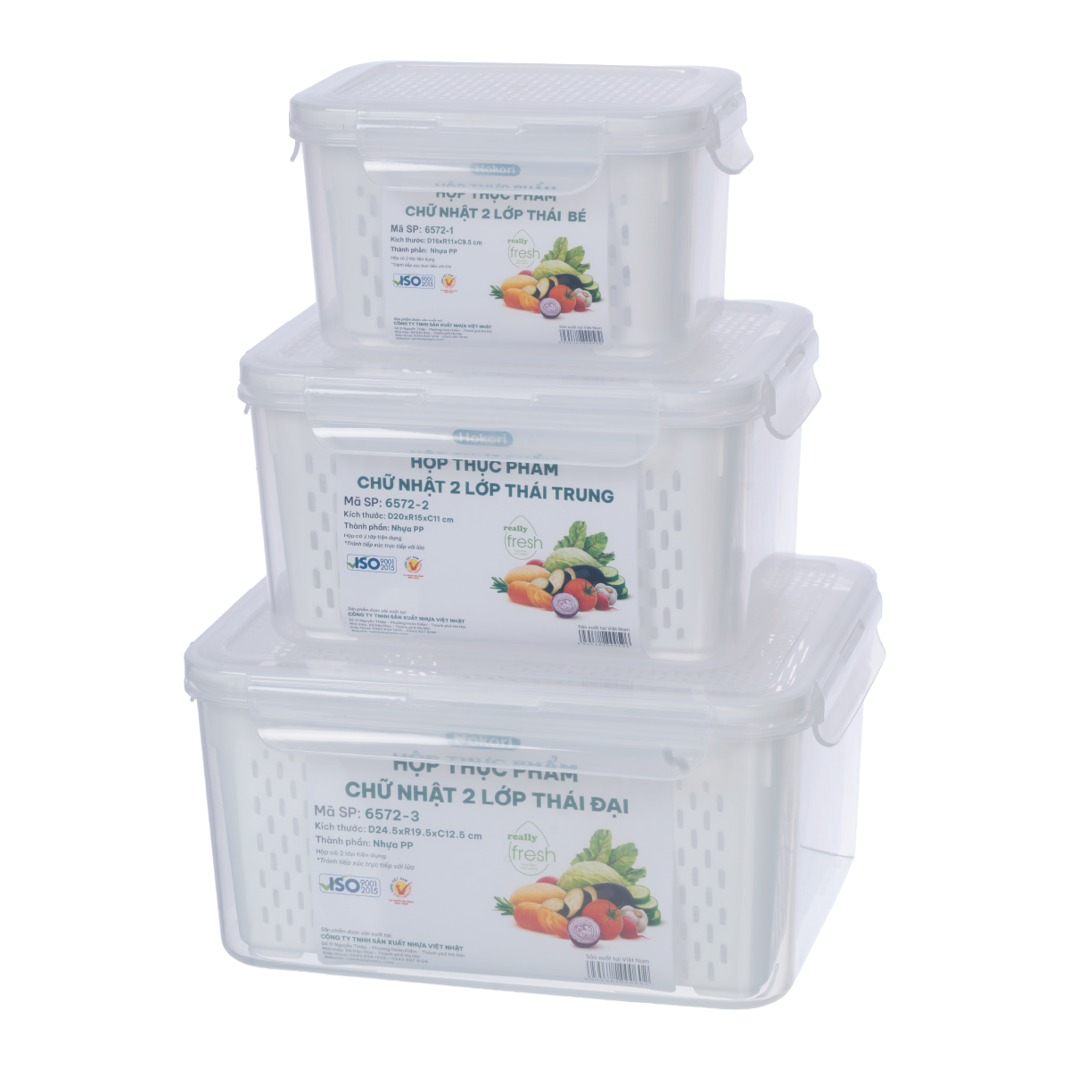 HỘP THỰC PHẨM CHỮ NHẬT 2 LỚP THÁI BÉ HOKORI 6572-1