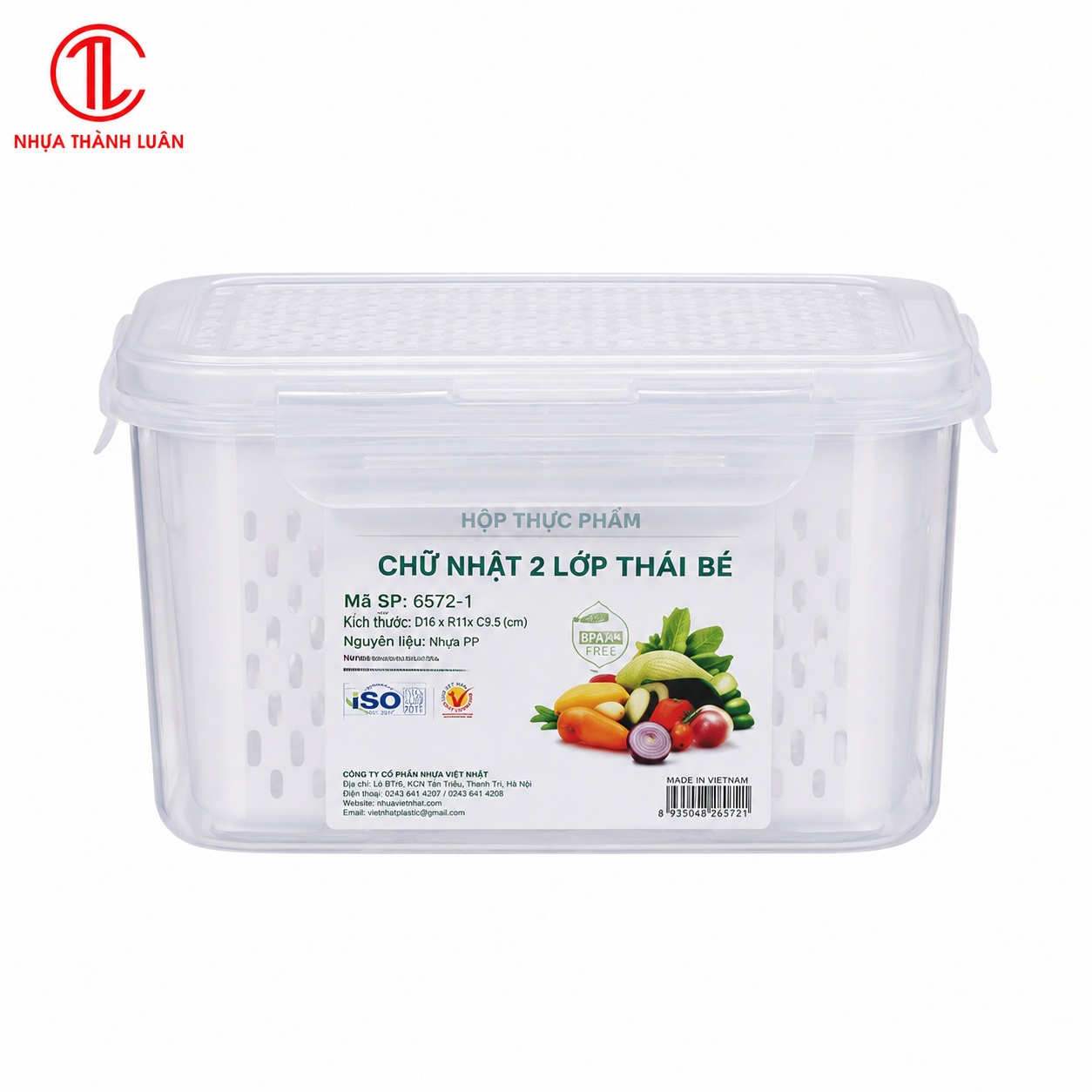 HỘP THỰC PHẨM CHỮ NHẬT 2 LỚP THÁI BÉ HOKORI 6572-1