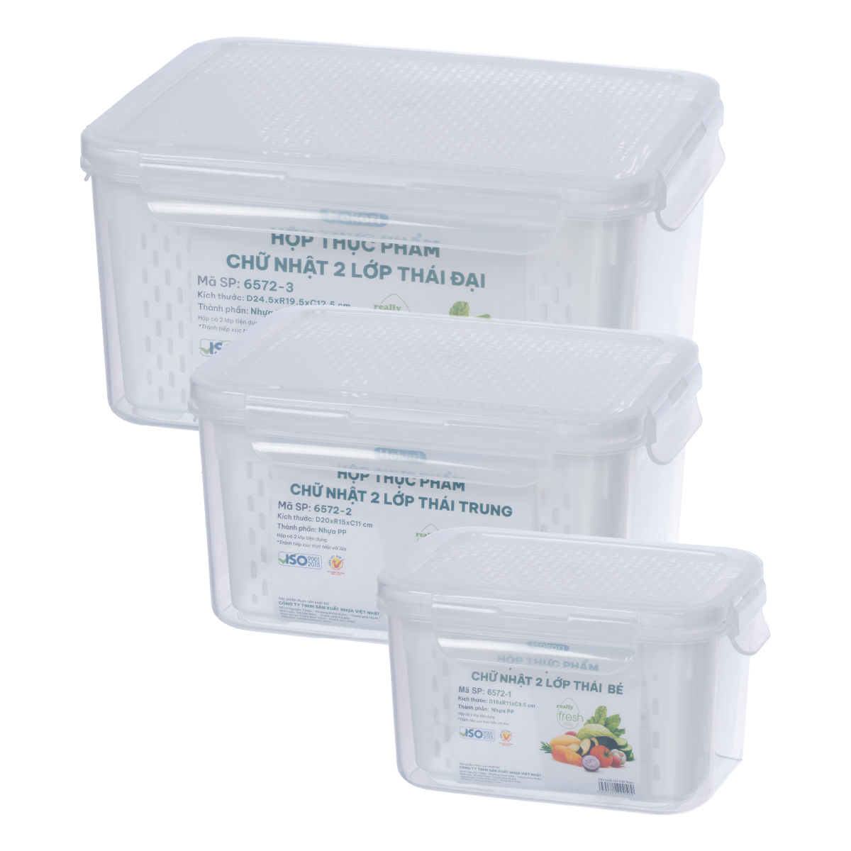 HỘP THỰC PHẨM CHỮ NHẬT 2 LỚP THÁI ĐẠI HOKORI 6572-3