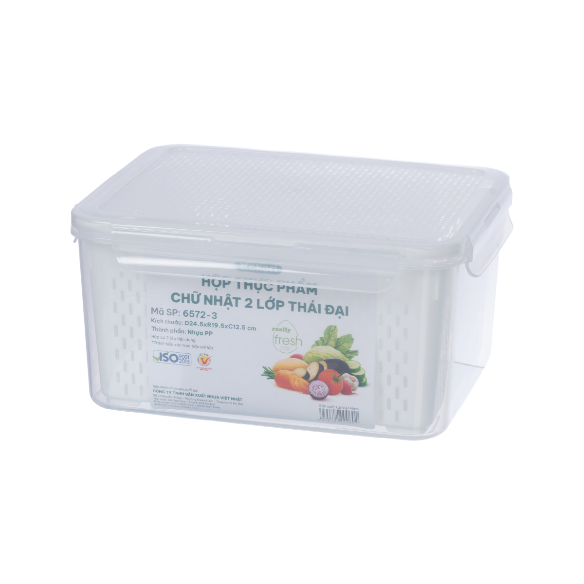 HỘP THỰC PHẨM CHỮ NHẬT 2 LỚP THÁI ĐẠI HOKORI 6572-3