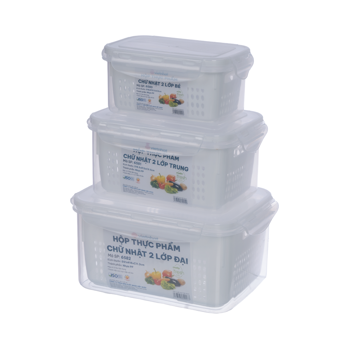 HỘP THỰC PHẨM CHỮ NHẬT 2 LỚP ĐẠI 6582