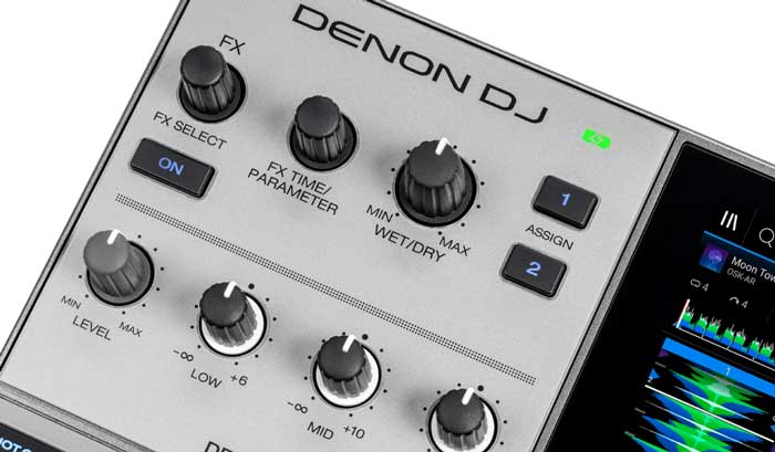 Bàn DJ Denon PRIME GO+ được trang bị các núm vặn hiện đại
