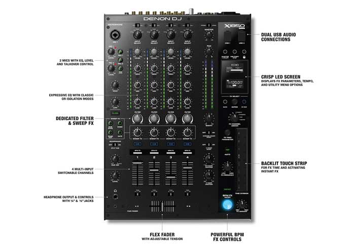 Bàn DJ Mixer Denon X185 | Chính Hãng - Trả góp 0% Lãi Suất