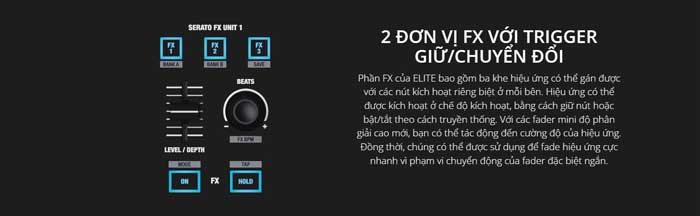 Bàn DJ Mixer Reloop ELITE DVS với tính năng chuyển đa dạng giúp bạn linh hoạt khi sử dụng 