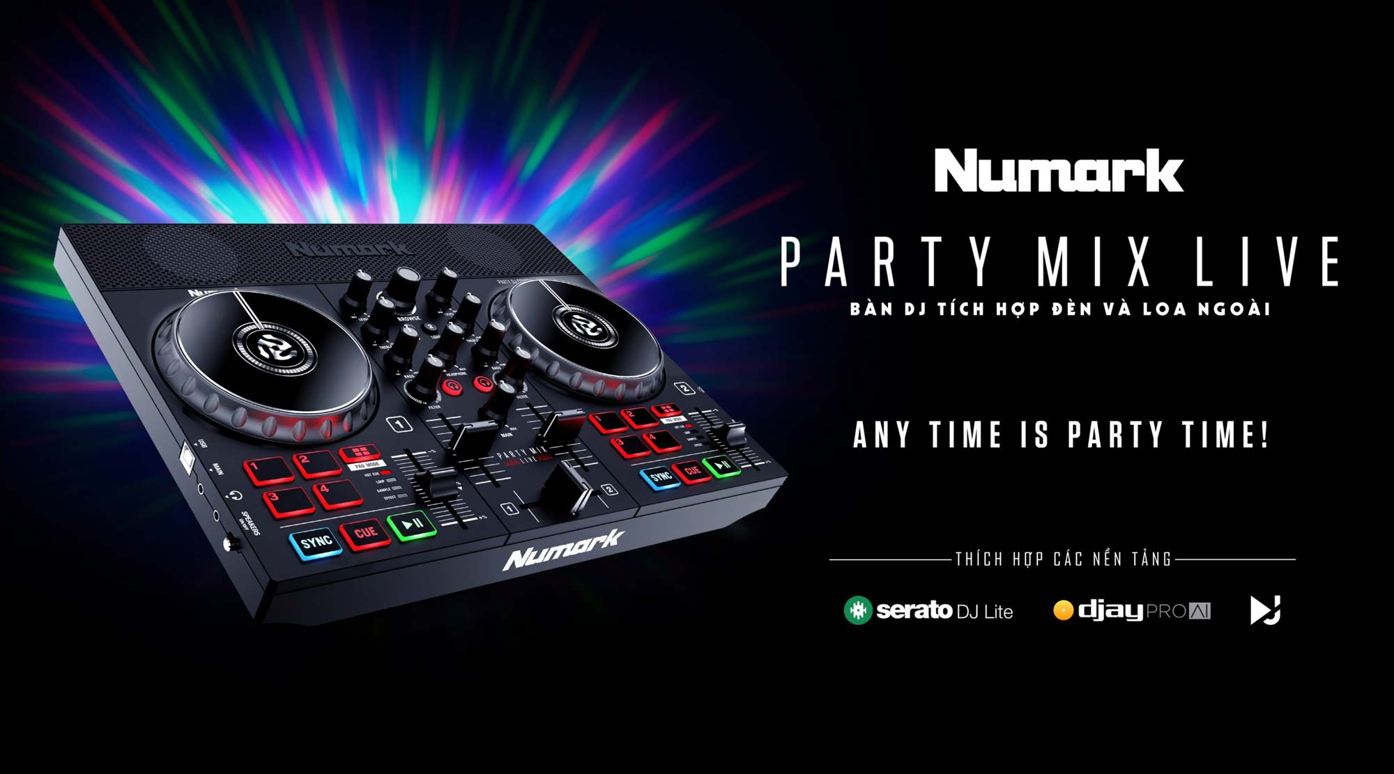 Bàn Dejay Numark Party Mix Live có tích hợp loa | Trả góp 0% 