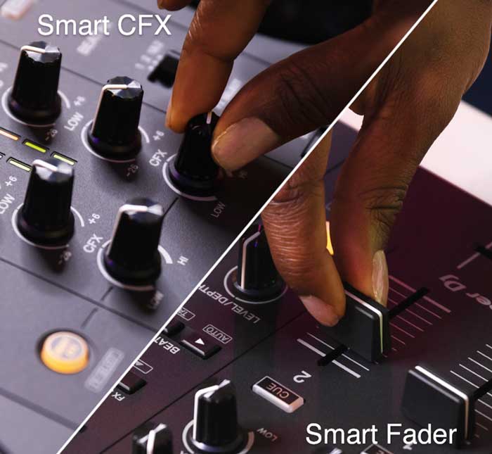 Bàn DJ Pioneer DDJ-FLX4 có núm vặn và fader hiện đại 