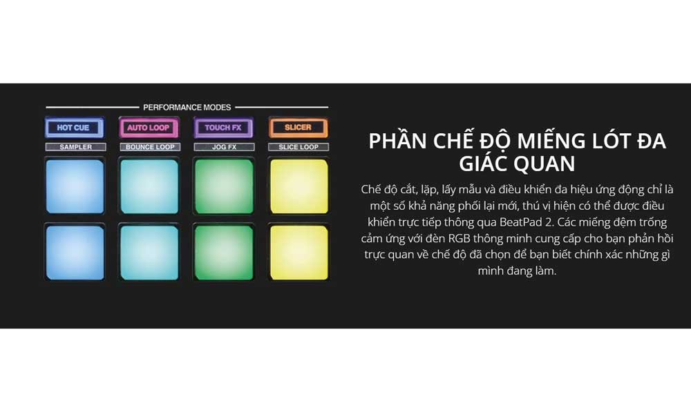 Bàn DJ Reloop Beat Pad 2 có phần cảm ứng với đèn RGB thông minh 