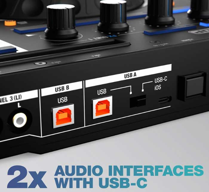 Bàn DJ Reloop Mixon 8 Pro Controller thiết kế đa dạng cổng kết nối 