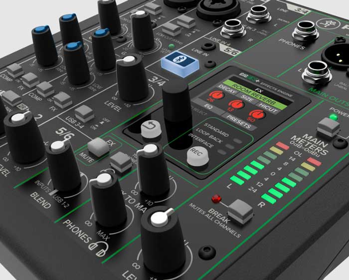 Bàn Mixer Mackie ProFX6v3+ có núm vặn chắc chắn được các kỹ thuật viên yêu thích