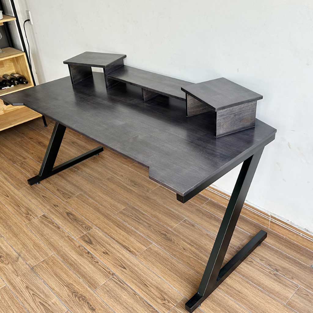 Bàn phòng thu StudioDesk gỗ tự nhiên chân sắt chữ Z SD68010 thiết kế hiện đại, kim loại chắc chắn chuẩn phòng thu 