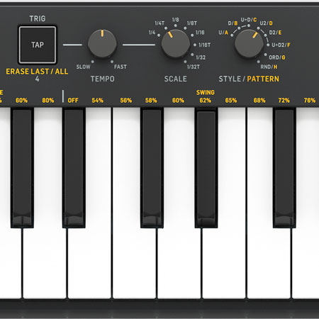 Bàn Phím Midi Behringer Swing được tích hợp đầy đủ chức năng cơ bản 