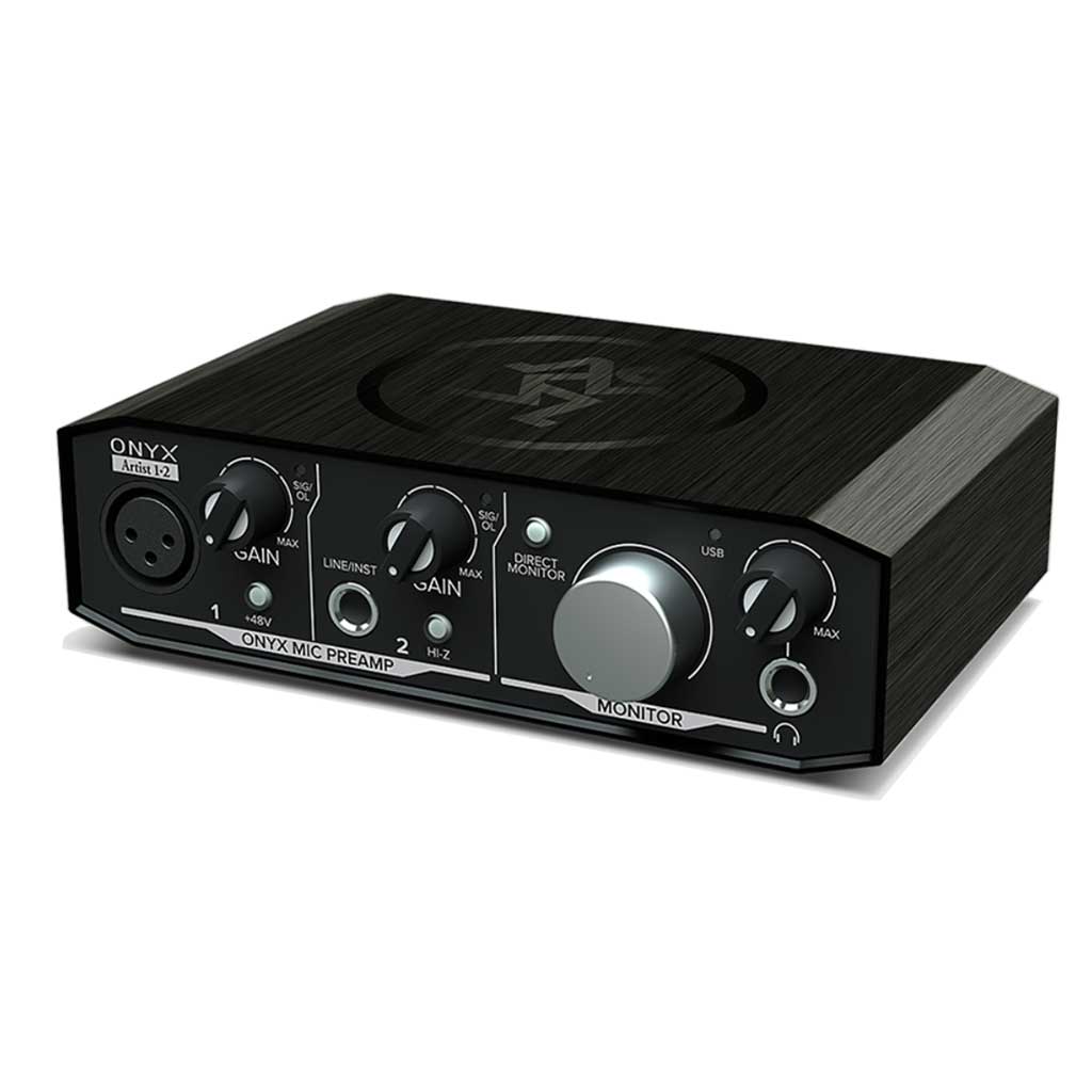 Sound card Mackie ONXY Artist 1-2 trang bị 1 đầu vào XLR dành cho micro và 1 đầu vào TRS để kết nối nhạc cụ