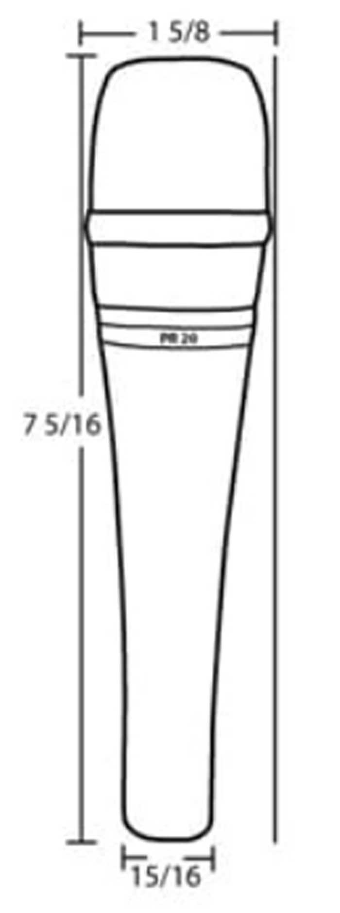  Kích thước của Micro dynamic Heil Sound PR 20 