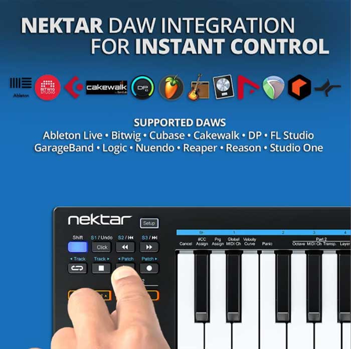 Midi controller Nektar Impact GX Mini có thể kết nối với nhiều ứng dụng khác nhau
