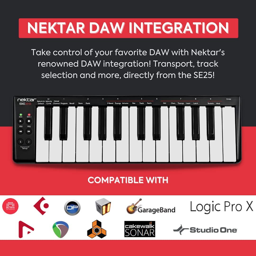 Keyboard Controller Nektar SE25 tích hợp được với nhiều ứng dụng 