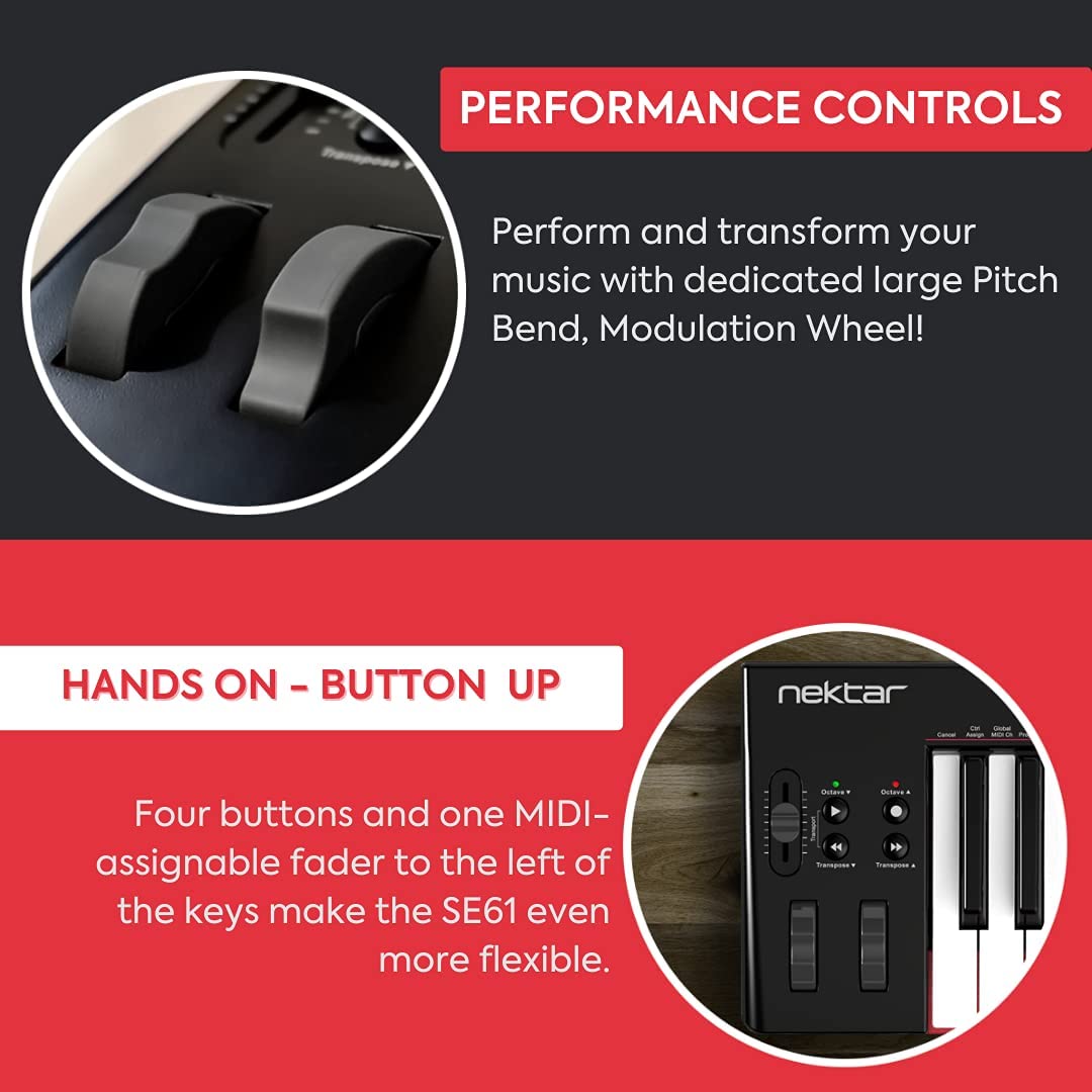 Các nút điều khiển và fader của Nektar SE61 Midi Controller 