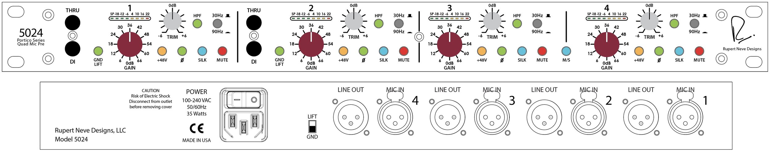 Rupert Neve Designs Portico 5024 Quad Mic Pre hàng nhập khẩu chính hãng