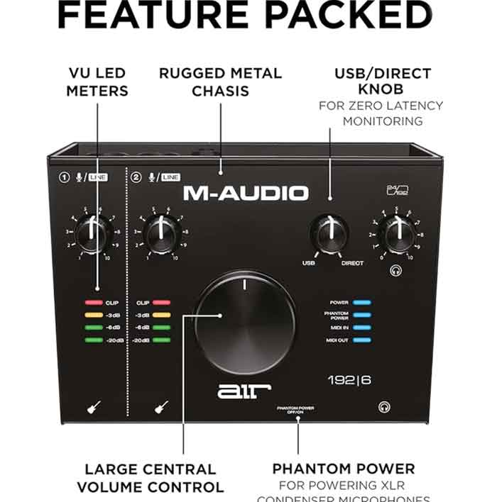 Mô tả chi tiết các tính năng của Sound card thu âm M-Audio AIR 192|6 