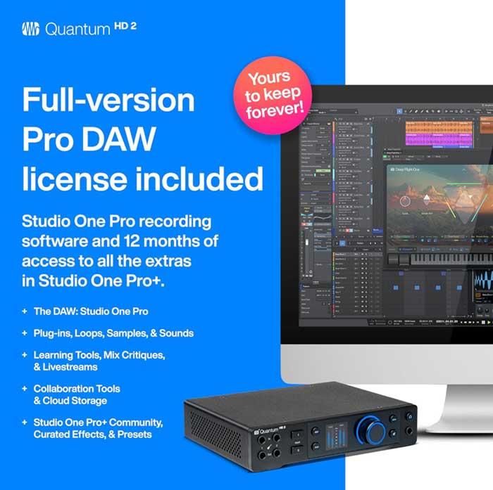 Sound Card PreSonus Quantum HD 2 linh động kết nối với thiết bị máy tính và phần mềm