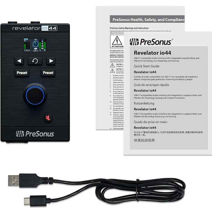 Sound Card PreSonus Revelator io44 có phụ kiện giấy tờ và bảo hành đầy đủ 