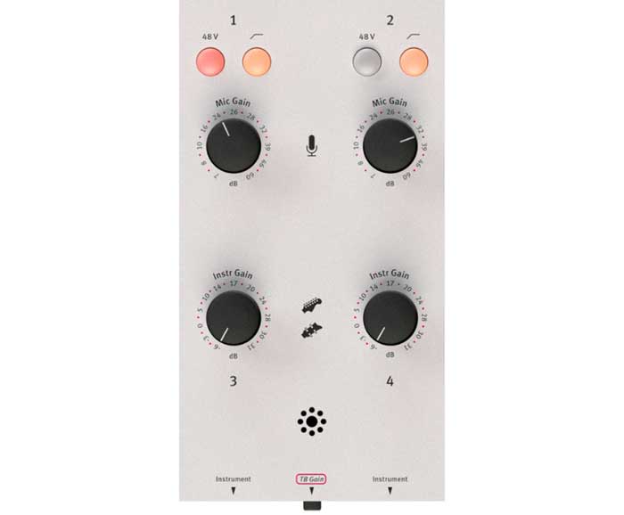 Sound card SPL Crimson 3 có các núm vặn xử lý tín hiệu hiện đại