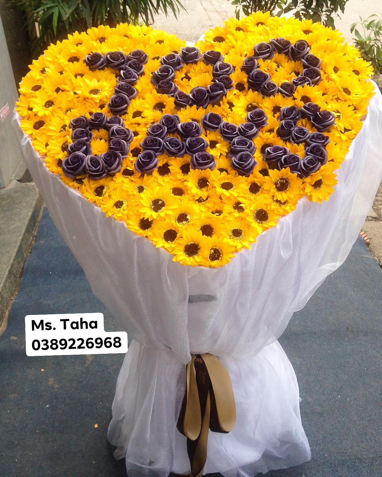 Bó hướng dương trái tim to