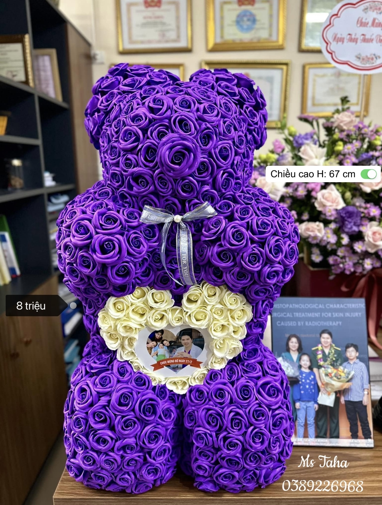 Hoa Gấu Teddy 8X-Tím