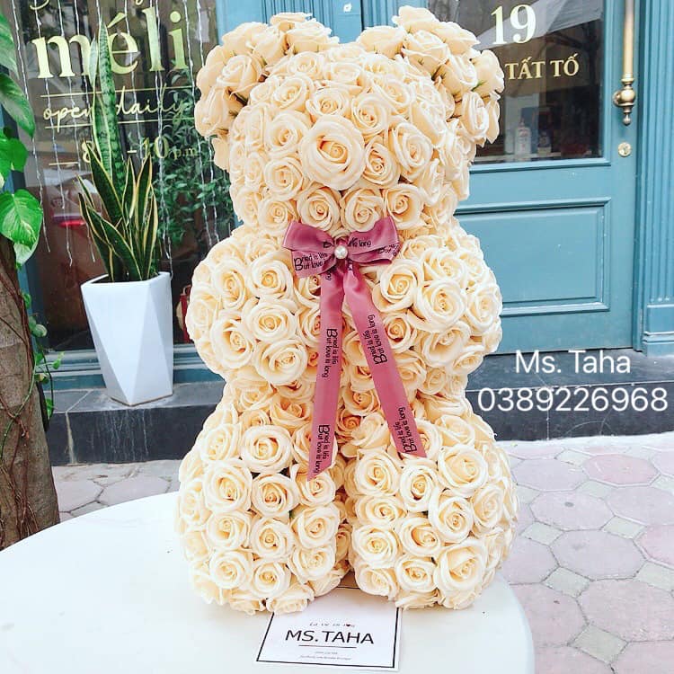 Hoa Gấu Teddy 4X- Màu Be (Ivory)