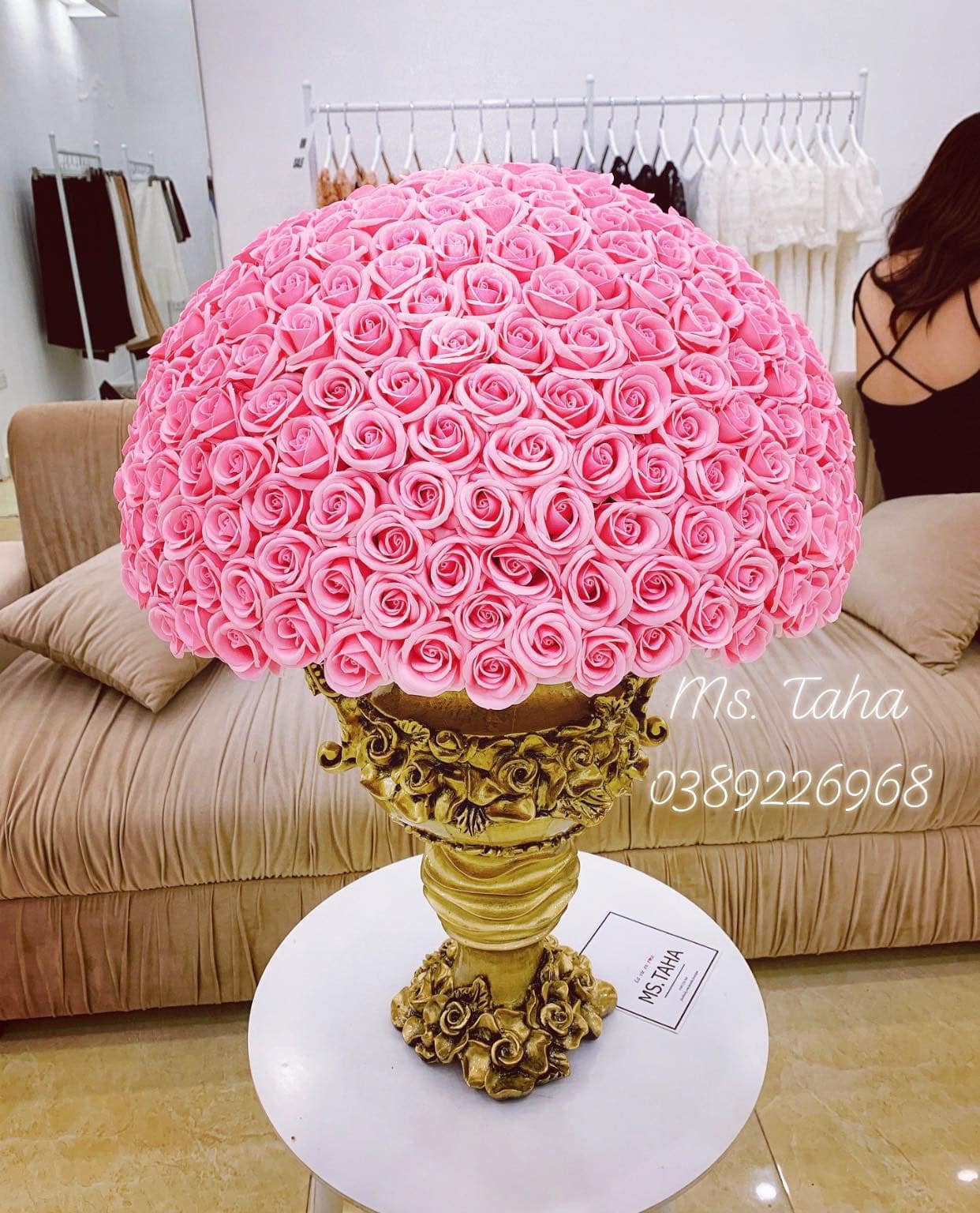 Bình Hoa Hồng Châu Âu 5.5X- Hồng