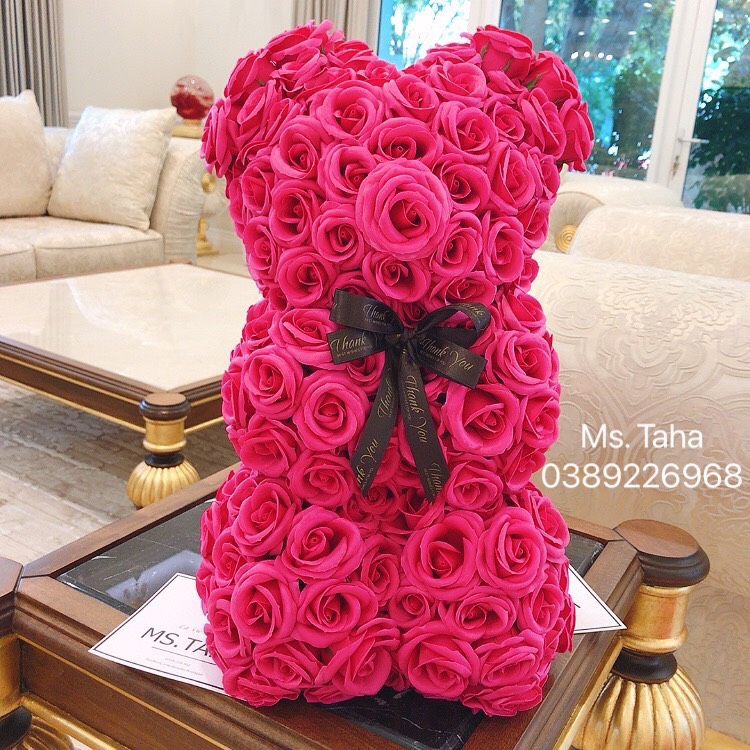 Hoa Gấu Teddy 2X- Hồng đậm