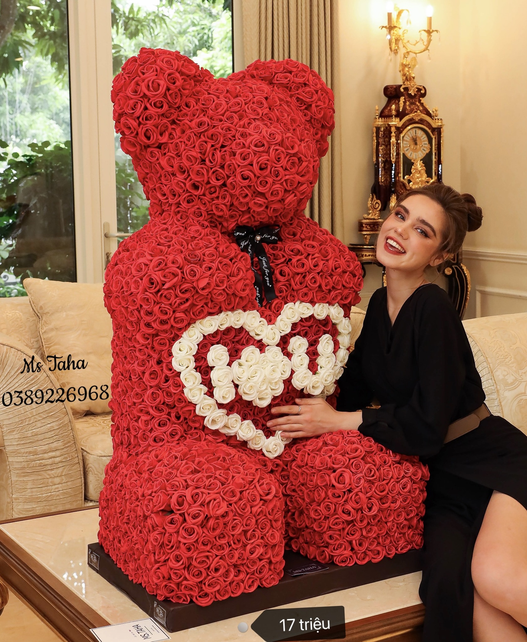 Hoa Gấu Teddy Trái Tim 17X