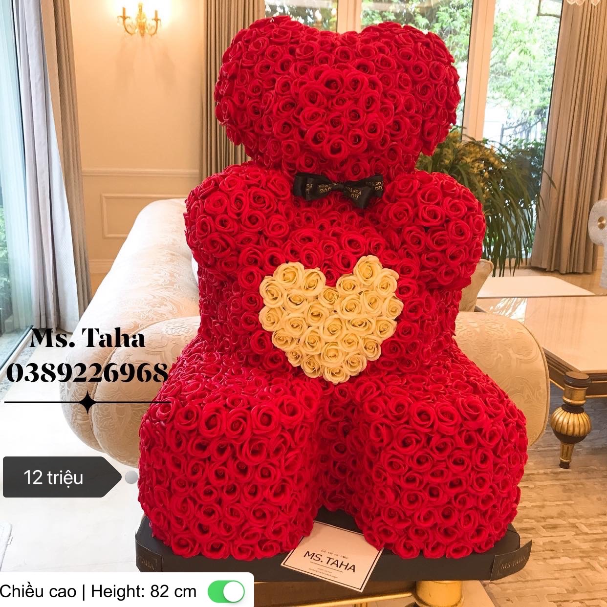 Hoa Gấu Teddy Trái Tim 12X