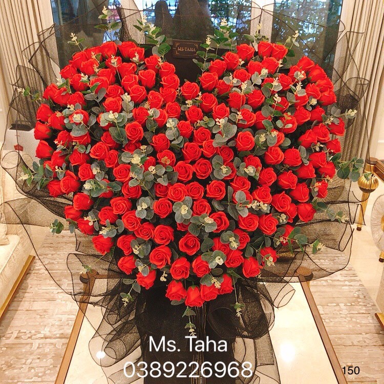 Bó hồng tim lá 5X-Đỏ