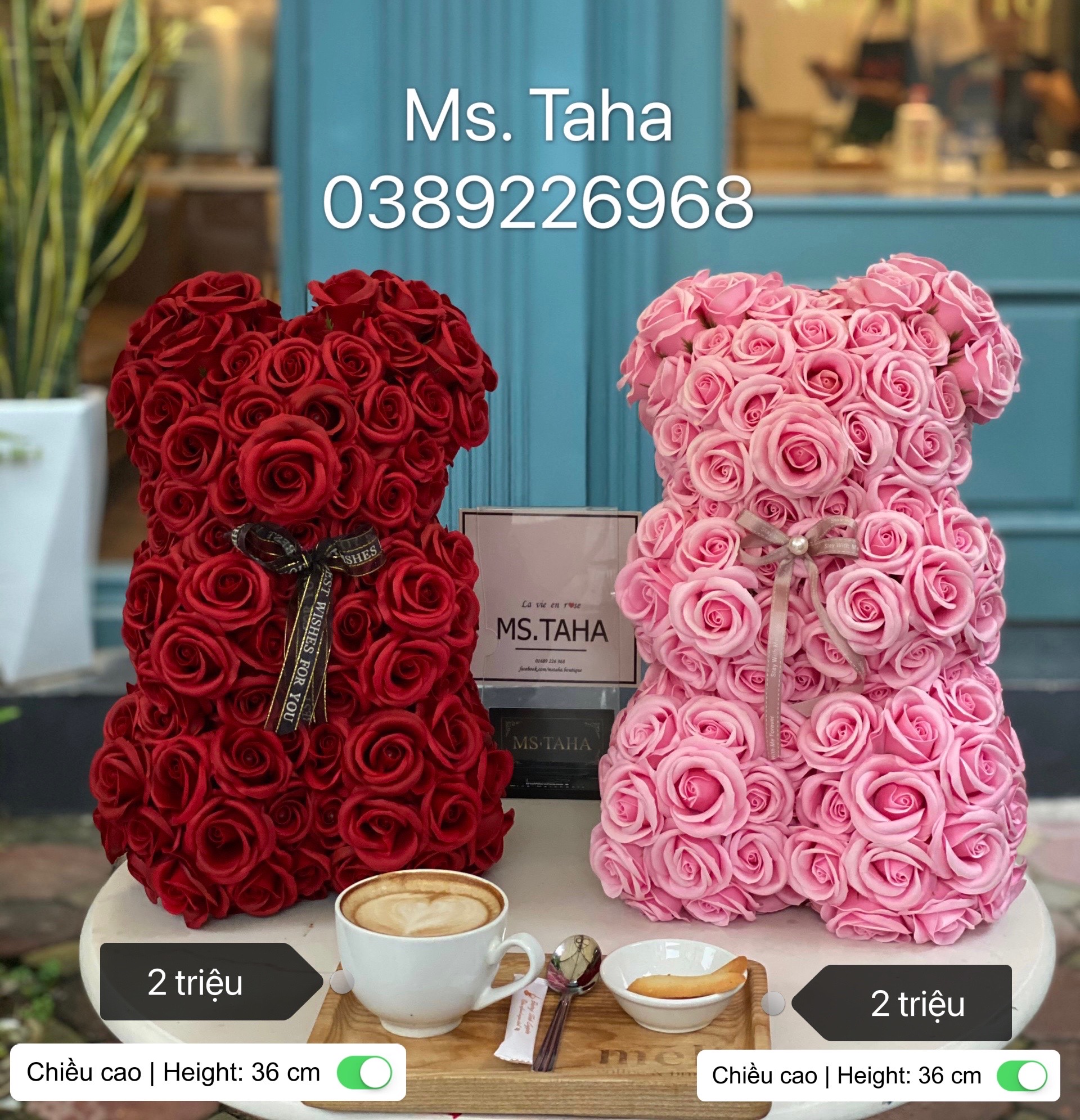 Hoa Gấu Teddy 2X-Hồng baby