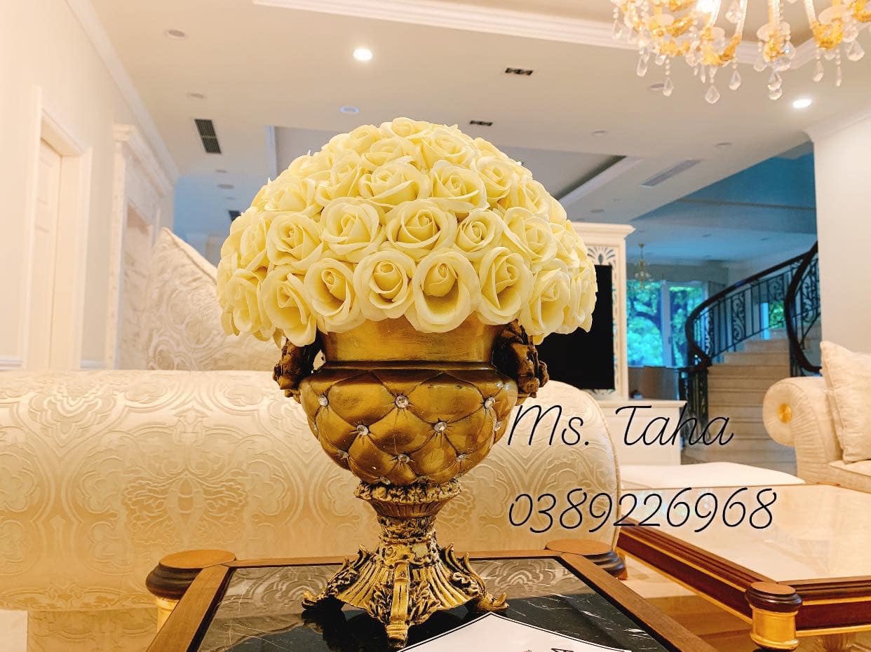 Bình Hoa Hồng Châu Âu 1.5X- Kem (Ivory)