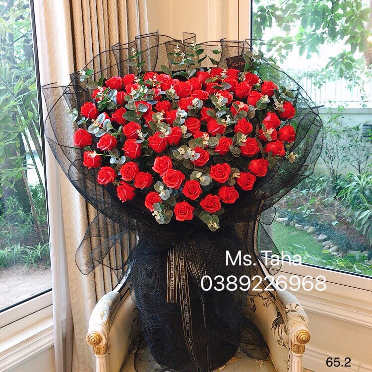 Bó hồng tim lá 2X